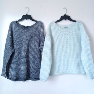 2 Sweaters size medium pale mint & black/white